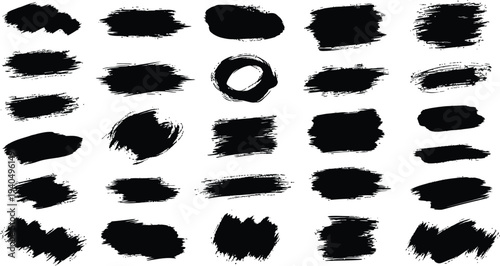 Collection of black brush strokes on white background