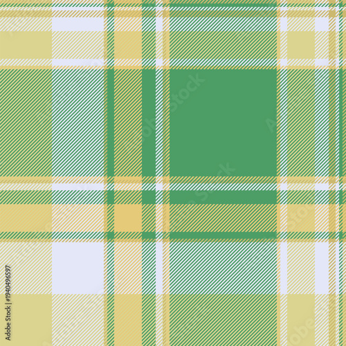 Ethnic fabric tartan seamless, awesome background pattern texture. Fall check vector textile plaid in green and yellow colors.