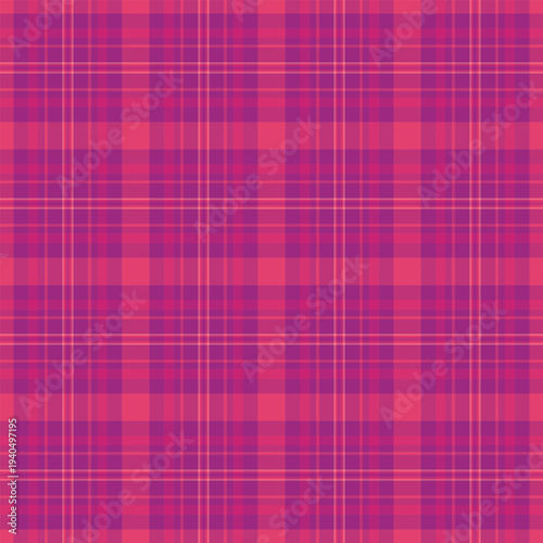 Curtain background fabric texture, symmetry plaid tartan seamless. Scrapbook pattern vector check textile in pink and red colors.