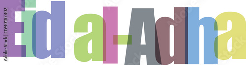 Eid aladha greeting card with vibrant colored letters