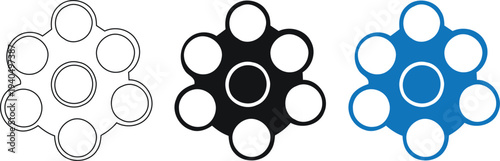 Three variations of a flower like pattern with interconnected circles