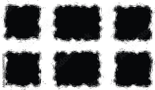 Six black rectangular brushstrokes on a white background
