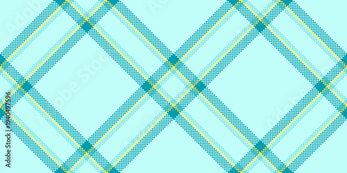 Geometry fabric seamless plaid, suite tartan pattern texture. Daisy textile background vector check in light and cyan colors.