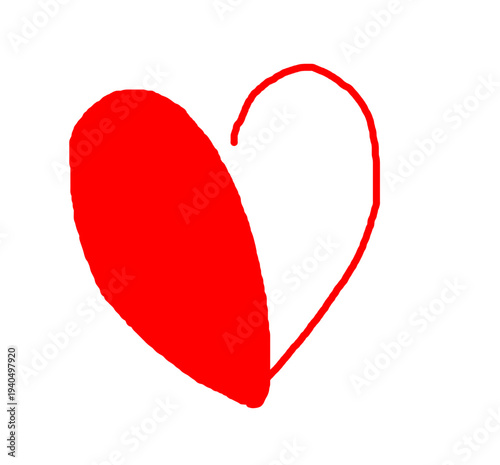 Doodle hand-drawn heart sketch icon. Heart love isolated on white background. Valentines Day, Red  doodle heart symbol elements, vector illustration.