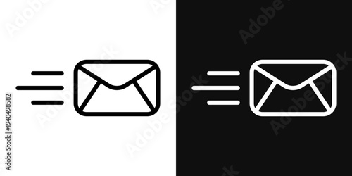 Quick Message icons set in black and white thin line stroke