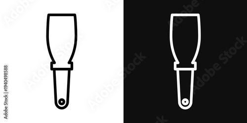 Putty knife icons set in black and white thin line stroke