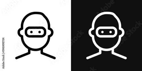 Robber icons set in black and white thin line stroke
