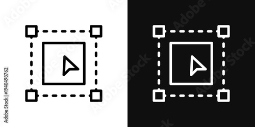 Selection tool icons set in black and white thin line stroke
