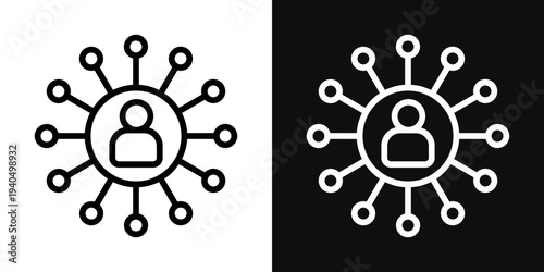 Stakeholders icons set in black and white thin line stroke