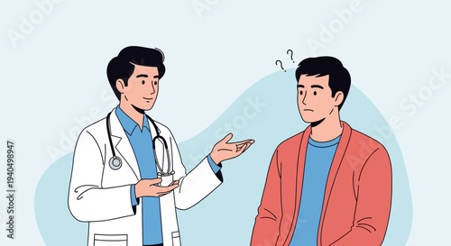 Doctor consulting with patient in a medical setting.