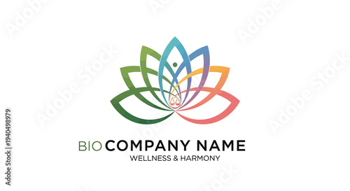 Vibrant Lotus Flower Logo Symbolizing Wellness, Harmony, and Natural Balance in a Modern, Abstract Design with Flowing Gradient Colors