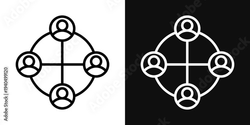 Team icons set in black and white thin line stroke