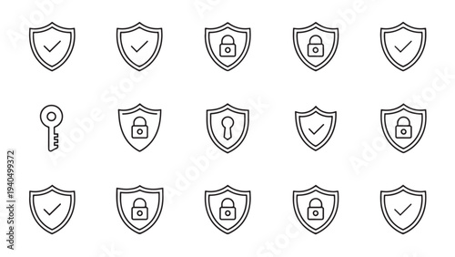 Security and protection line icons