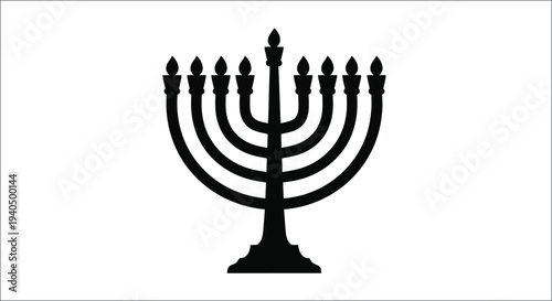 Black menorah design against a white background a striking silhouette