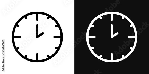 Time icons set in black and white thin line stroke