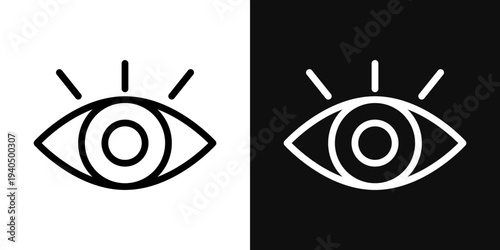Vision icons set in black and white thin line stroke
