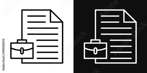 Work history icons set in black and white thin line stroke