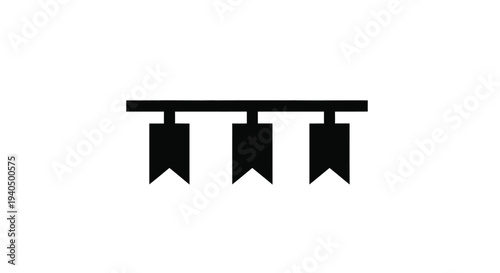 Simple black flags hanging from a rod minimalist design silhouette