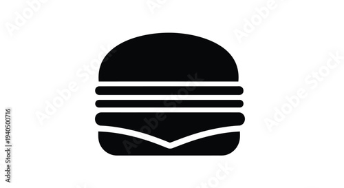Simple black silhouette of a stacked hamburger with visible layers