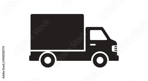 Simple black truck graphic with a flat solid silhouette