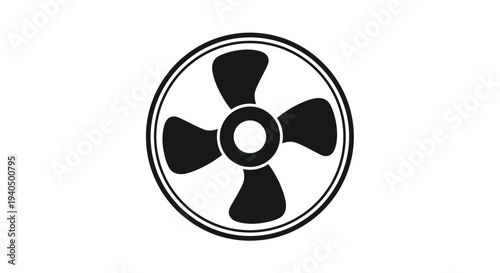 Simple black radiation warning symbol in a circular design silhouette