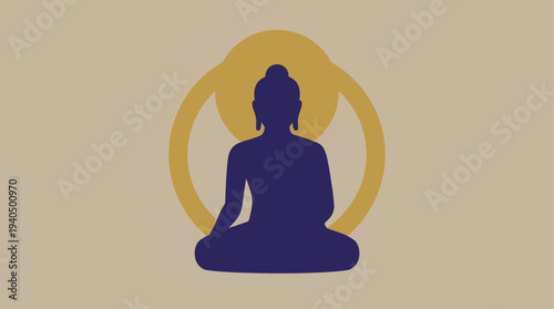 Buddha sits cross-legged in serene meditation outdoors under sunshine