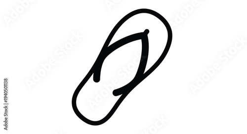 Simple black outline of a single flip flop minimalist silhouette