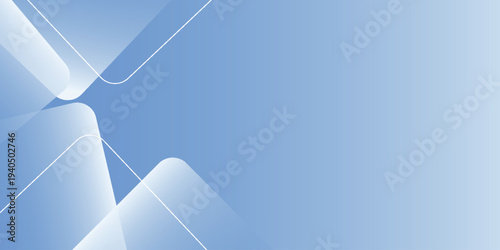 Subtle white and blue abstract background with geometric layers and dynamic white lines. Minimalist vector illustration. EPS. 2