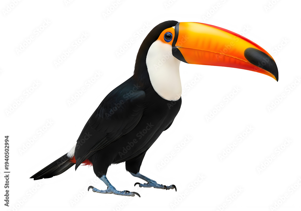 Obraz premium A colorful toucan with a large beak isolated on transparent background