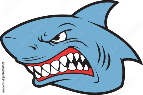 Angry Shark Mascot Vector Head Illustration