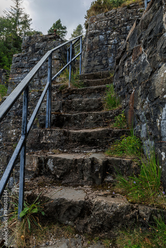 Steps up the Ruins of Hafna Lead mine Gwydir Forest Betws Y Coed
