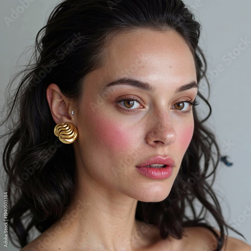 portrait of a woman with gold earrings