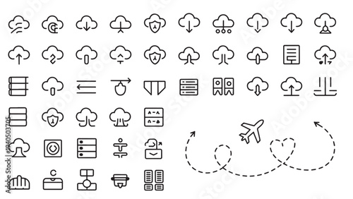 Cloud computing and security icons