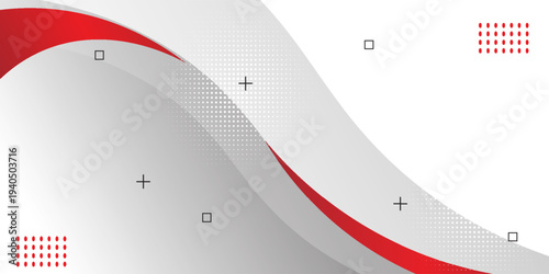 Abstract 3d grey red wave on white background  with copy space for text. Indonesia independence day on august background for certificate, banner and presentation