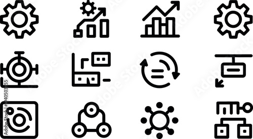 Collection of various business and technology icons in a grid layout