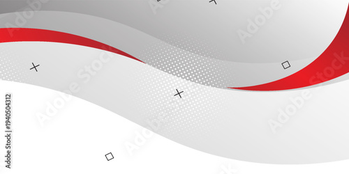 Abstract 3d grey red wave on white background  with copy space for text. Indonesia independence day on august background for certificate, banner and presentation