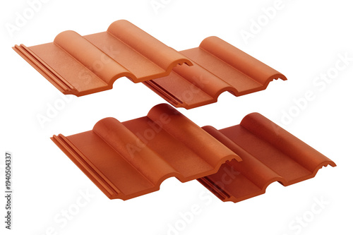 Roof tiles on transparent background 3D illustration