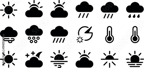 Weather icons for forecasting and temperature display