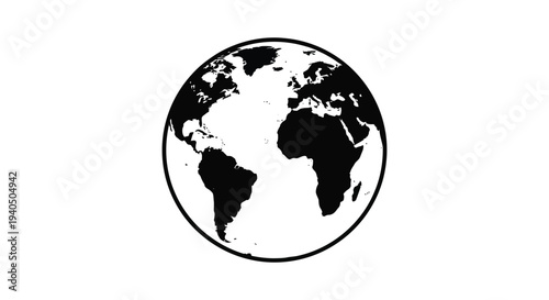 A striking black silhouette of planet earth showcasing continents and oceans against a white background silhouette high quality professional detailed modern
