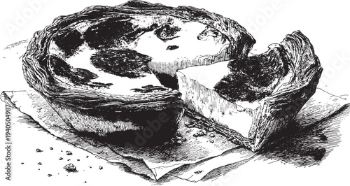 Portuguese Pastel de Nata tart, illustration on a white background. This vector illustration can be used in any size you like for advertising, logos, and other work.
