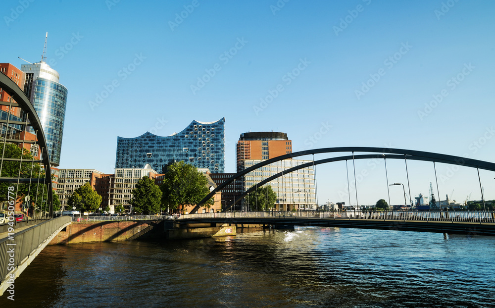 Naklejka premium The Bridge Over The Elbe River In Hamburg