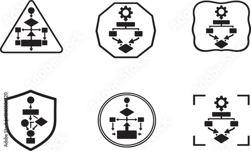 Programming algorithm visuals showing logic structure, digital workflow and coding steps