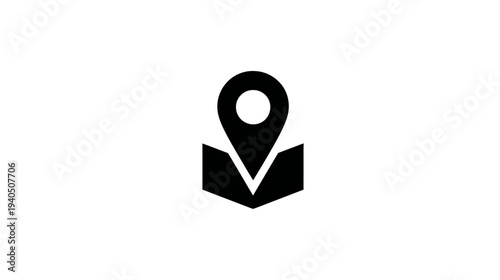 Minimalist black location map pin icon on an open map, a modern symbol for navigation, destination, travel, and place.
