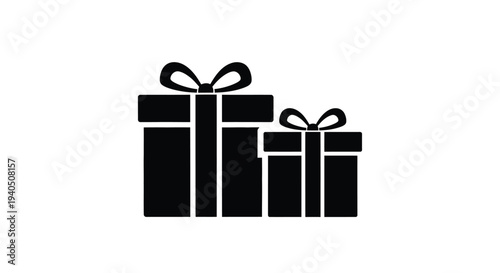 Two stacked gift boxes with bows a simple black silhouette
