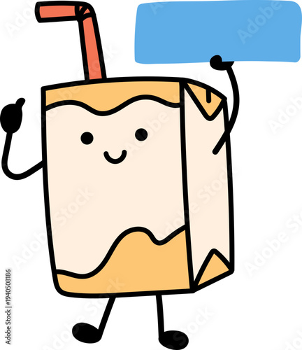 Orange juice box cartoon character hold blank paper illustration