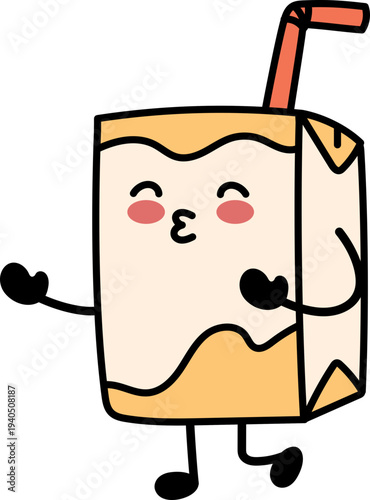 Kissing orange juice box cartoon character illustration