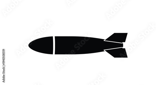 Simple black silhouette of a bomb with fins minimalist design silhouette