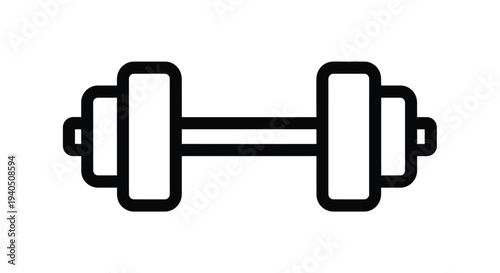 Simple black outline of a dumbbell showcasing its form silhouette