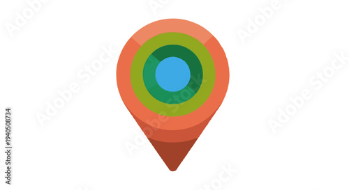 Abstract location pin icon with concentric circles in warm and cool colors on a white background Free Download Abstract location pin icon with concentric circles in warm and cool colors on a white background - GFXLoad