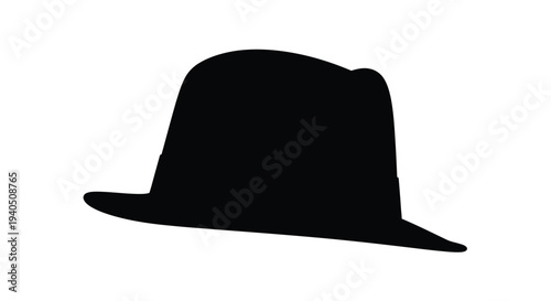 Classic fedora hat isolated on a white background silhouette